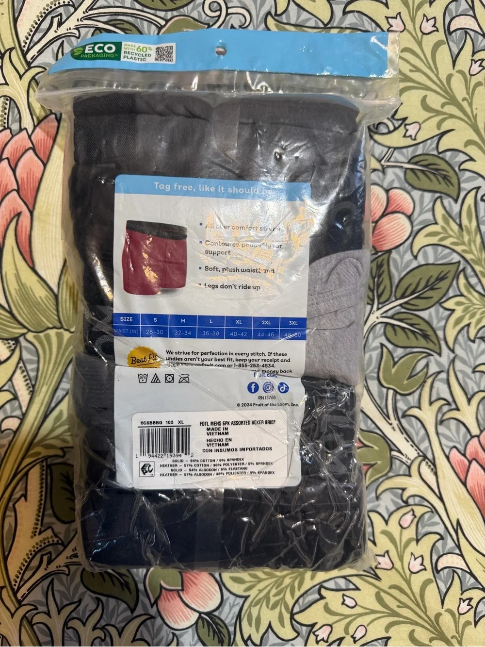 Fruit of the Loom Boys' Black Cotton Stretch Boxer Briefs - 6 Pack Only 5pcs!!!